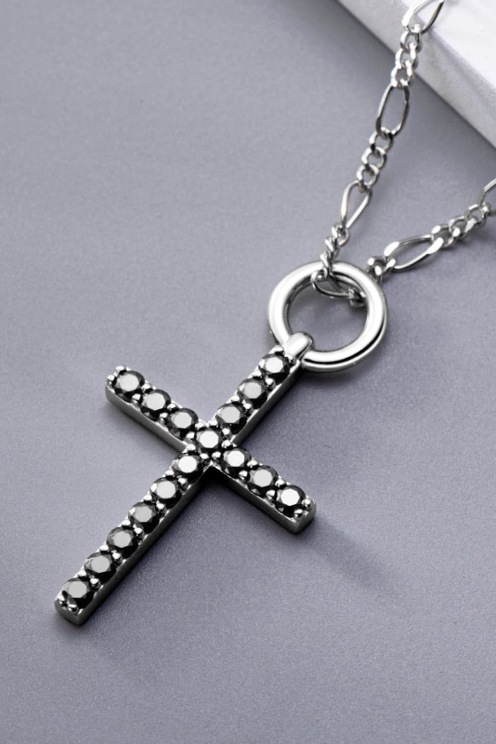 Moissanite Cross Pendant Platinum-Plated Necklace BLUE ZONE PLANET