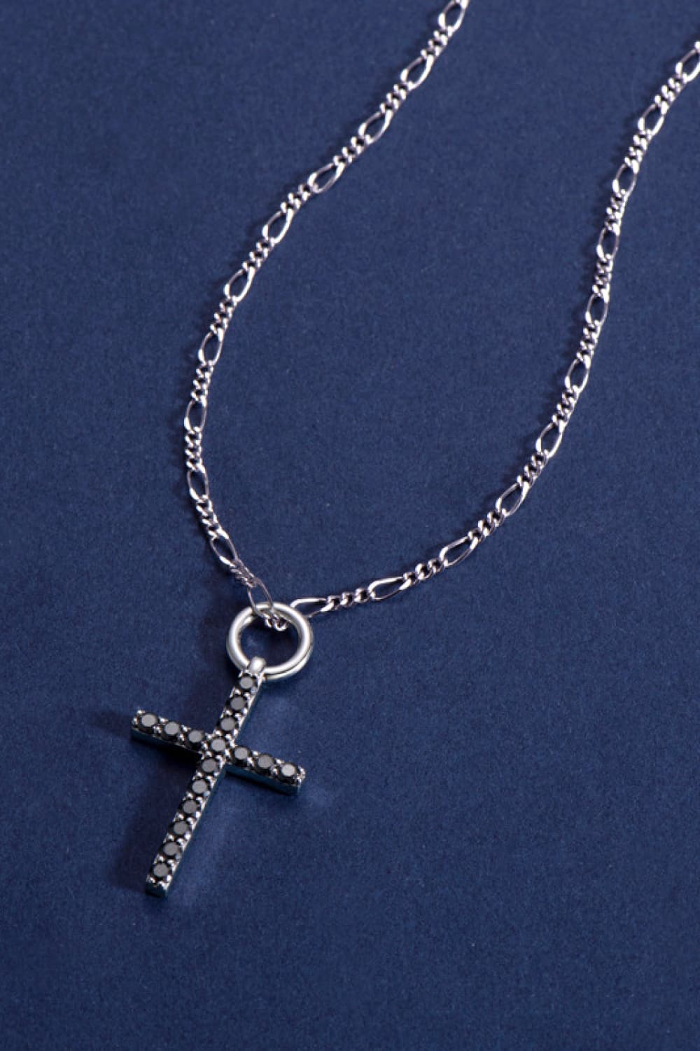 Moissanite Cross Pendant Platinum-Plated Necklace BLUE ZONE PLANET