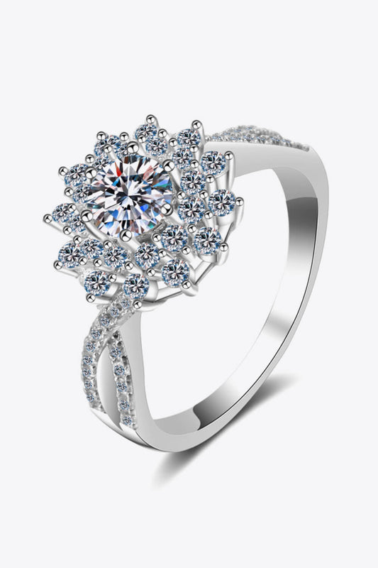 Moissanite Flower-Shape Split Shank Ring BLUE ZONE PLANET