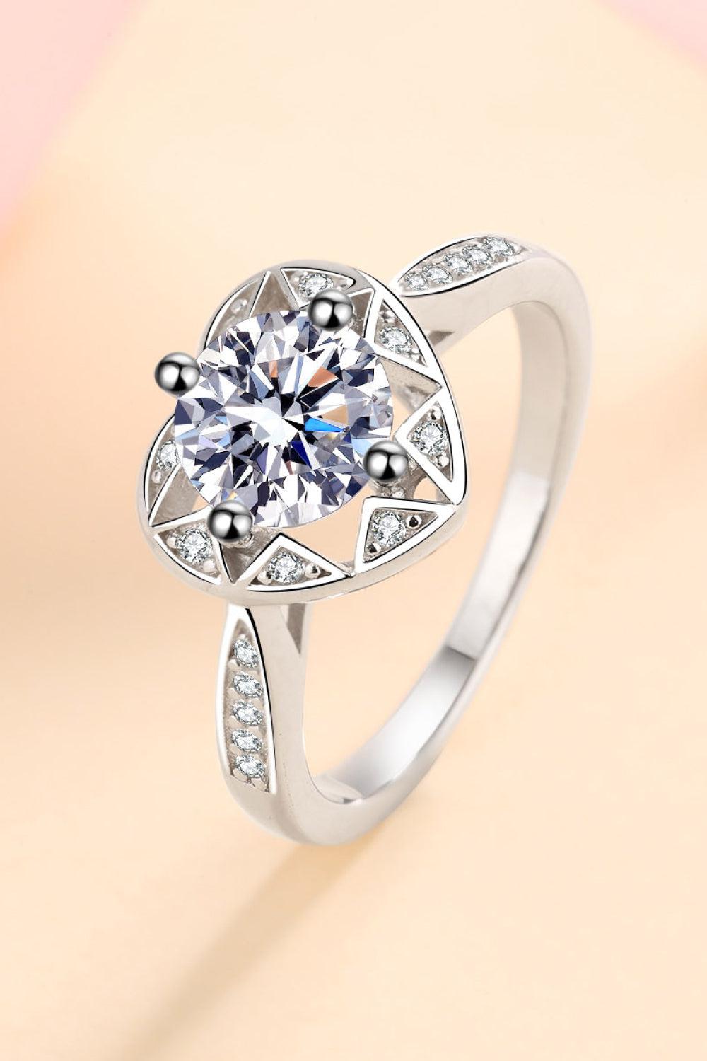 Moissanite Heart Ring BLUE ZONE PLANET