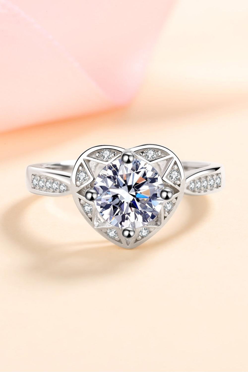 Moissanite Heart Ring BLUE ZONE PLANET