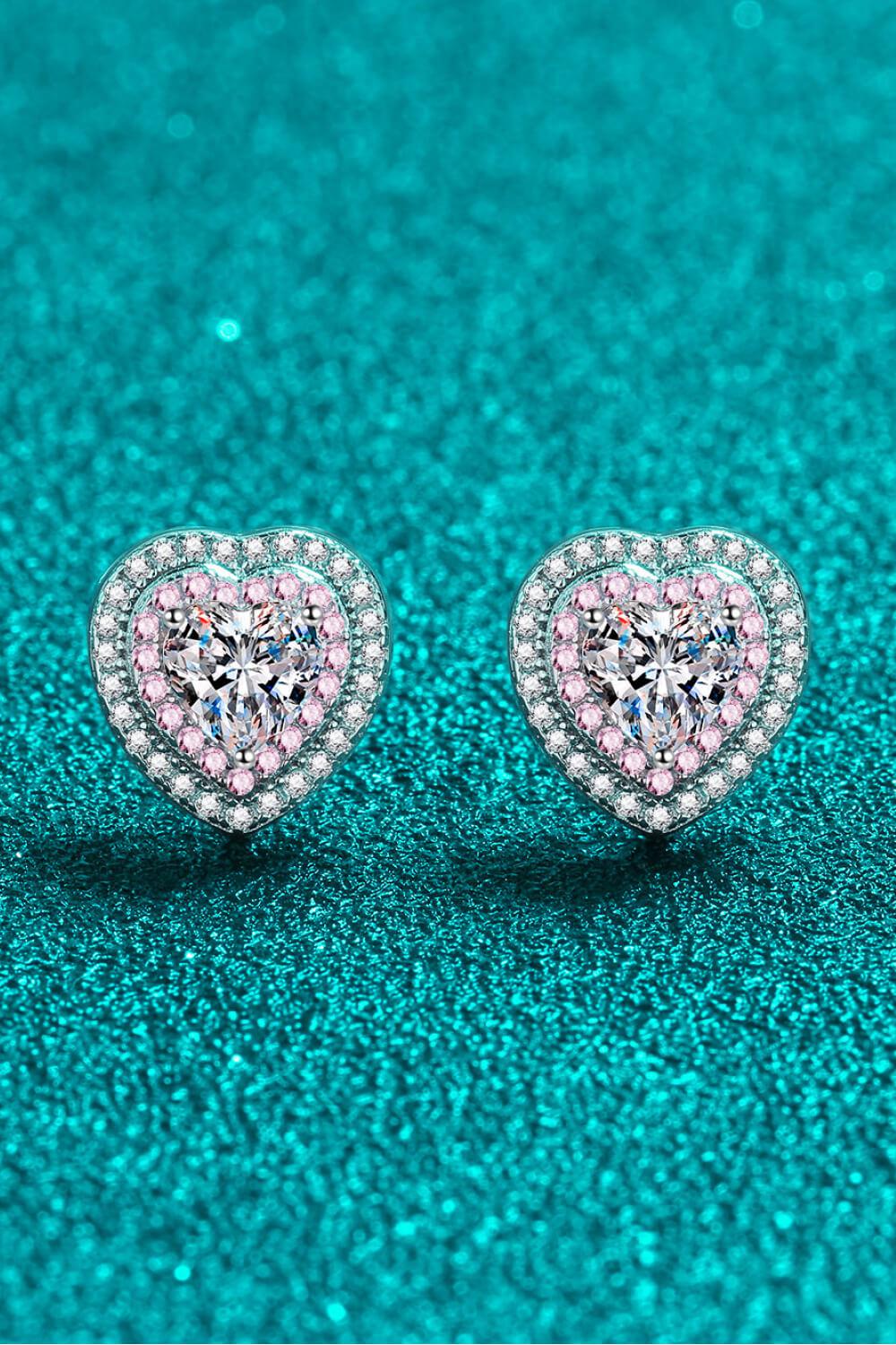 Moissanite Heart-Shaped Stud Earrings BLUE ZONE PLANET