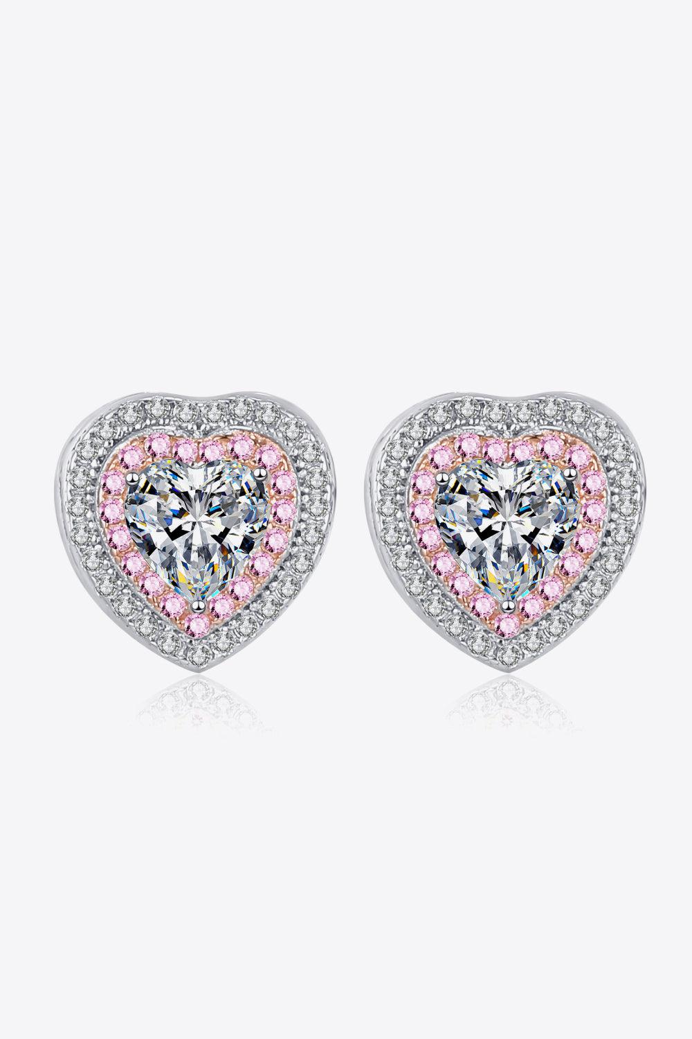 Moissanite Heart-Shaped Stud Earrings BLUE ZONE PLANET