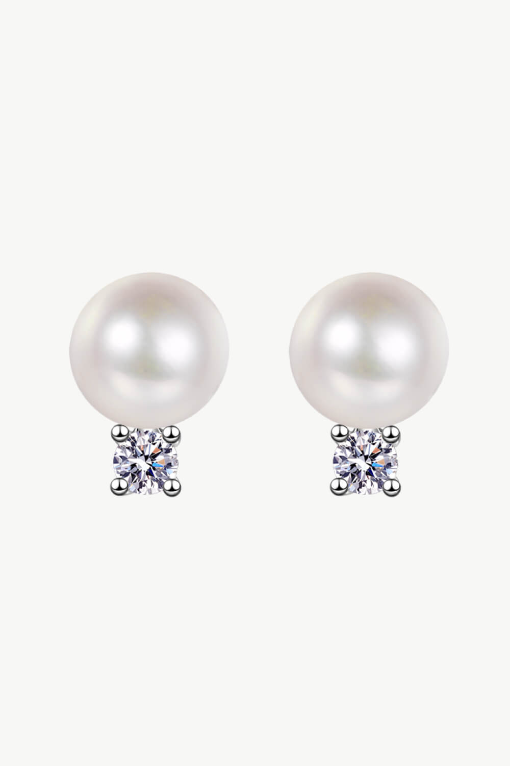 Moissanite Pearl Stud Earrings BLUE ZONE PLANET