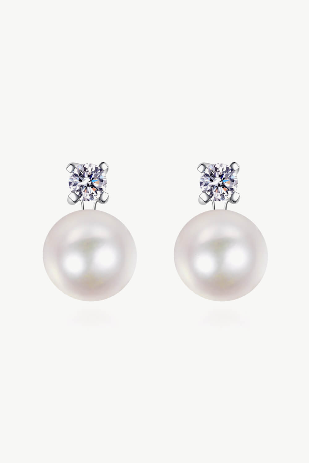 Moissanite Pearl Stud Earrings BLUE ZONE PLANET