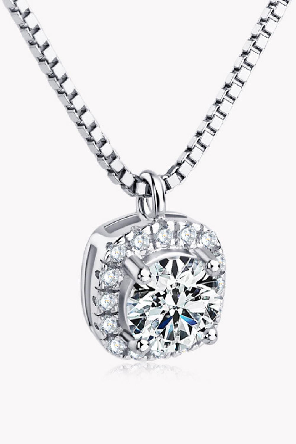 Moissanite Pendant Platinum-Plated Necklace BLUE ZONE PLANET