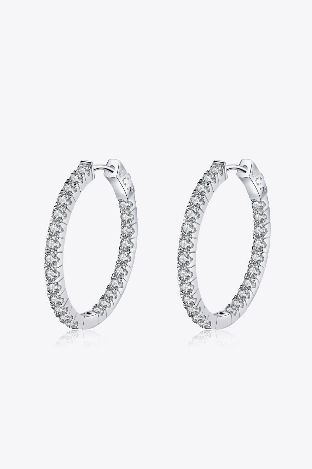 Moissanite Rhodium-Plated Hoop Earrings BLUE ZONE PLANET