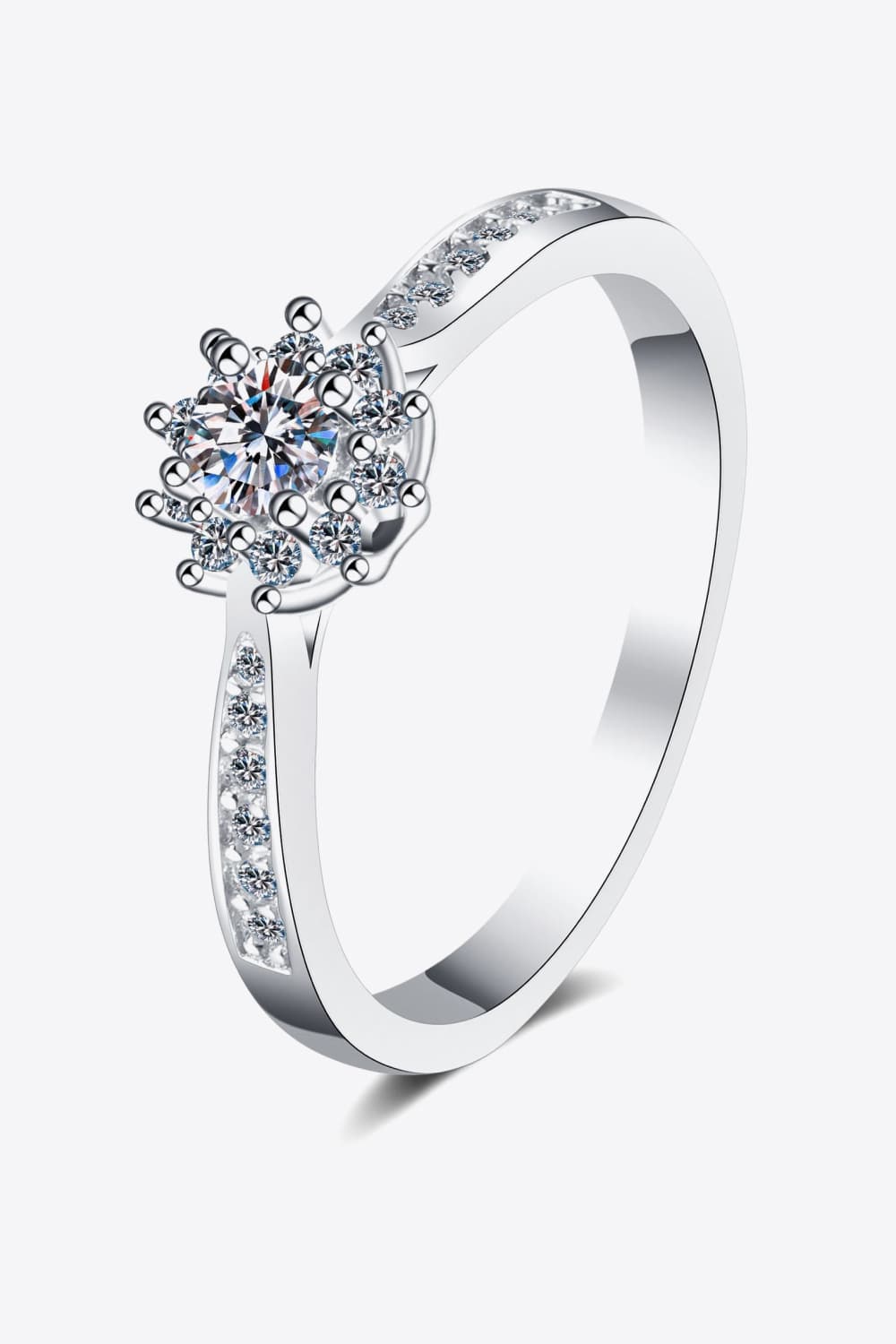 Moissanite Rhodium-Plated Snowflake Ring BLUE ZONE PLANET