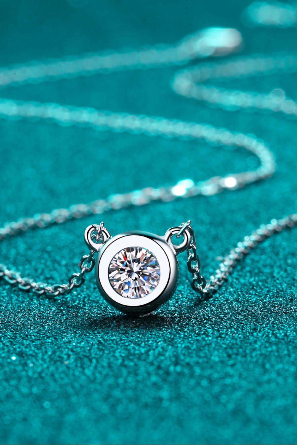 Moissanite Round Pendant Chain Necklace-Necklaces-[Adult]-[Female]-Silver-One Size-2022 Online Blue Zone Planet
