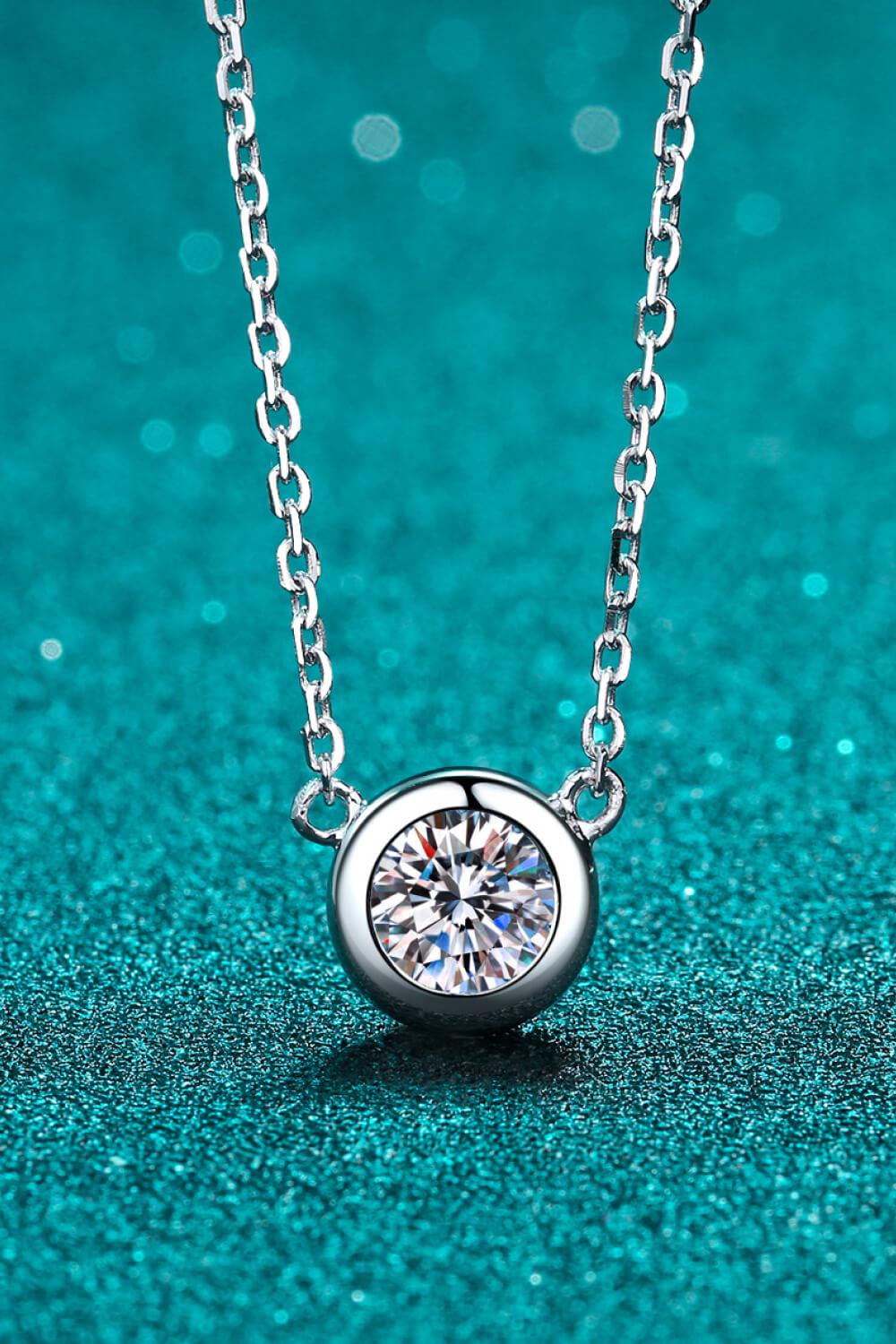 Moissanite Round Pendant Chain Necklace-Necklaces-[Adult]-[Female]-Silver-One Size-2022 Online Blue Zone Planet