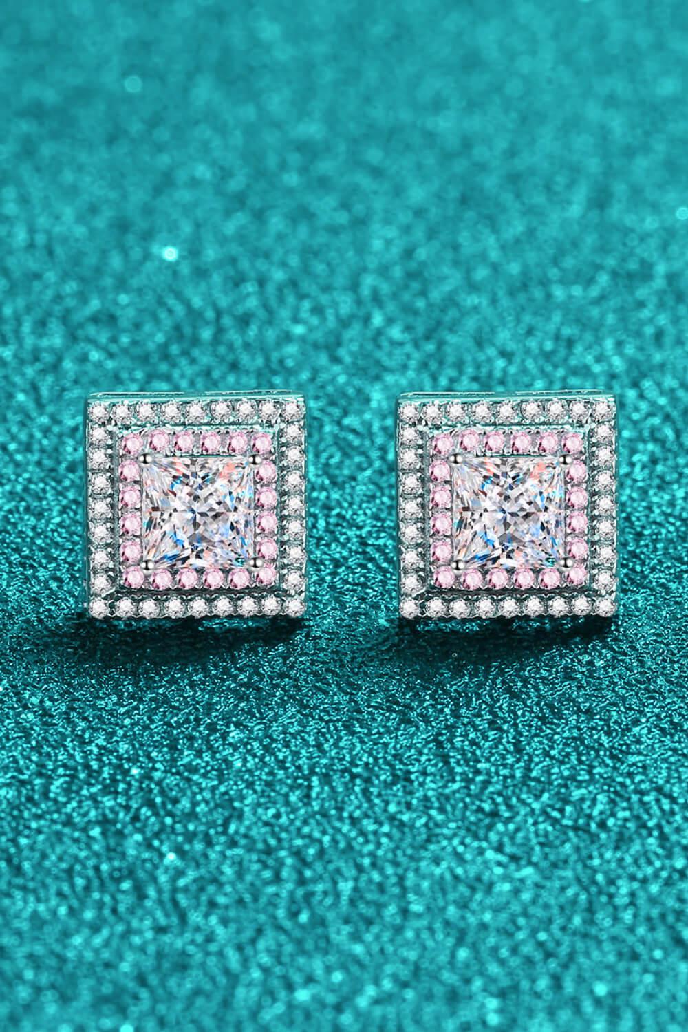 Moissanite Square Stud Earrings BLUE ZONE PLANET