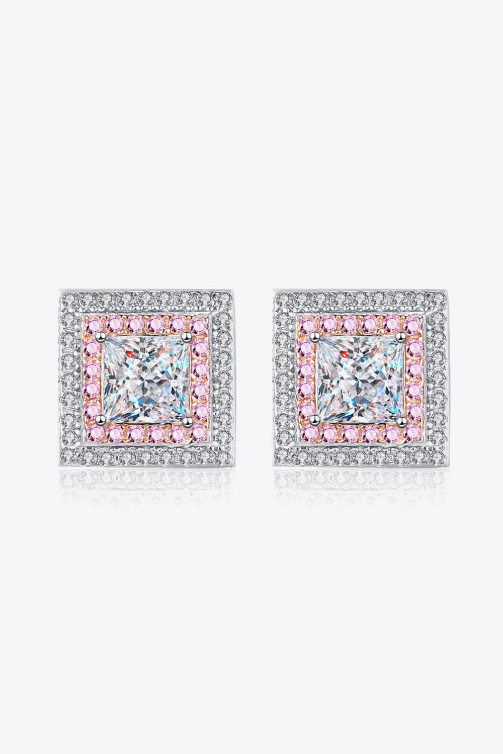 Moissanite Square Stud Earrings BLUE ZONE PLANET