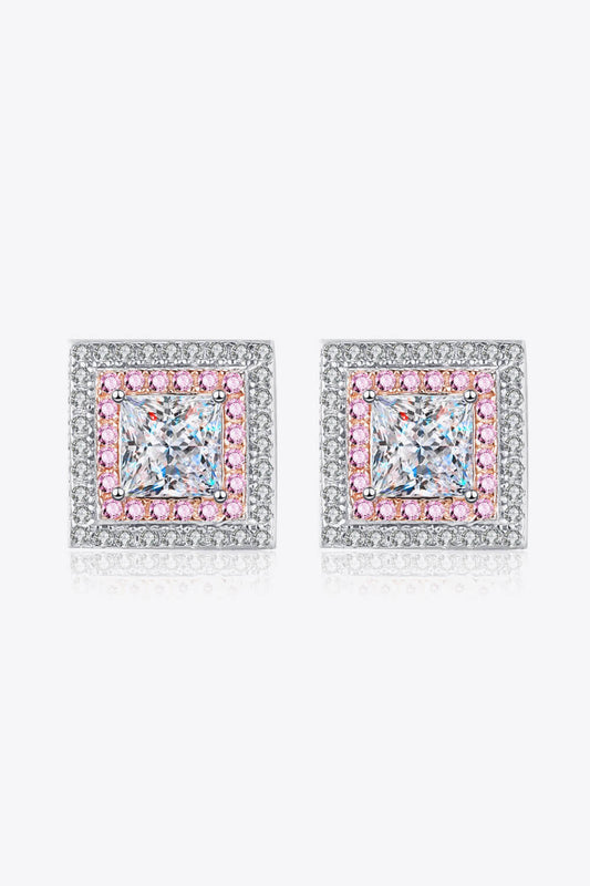 Moissanite Square Stud Earrings BLUE ZONE PLANET