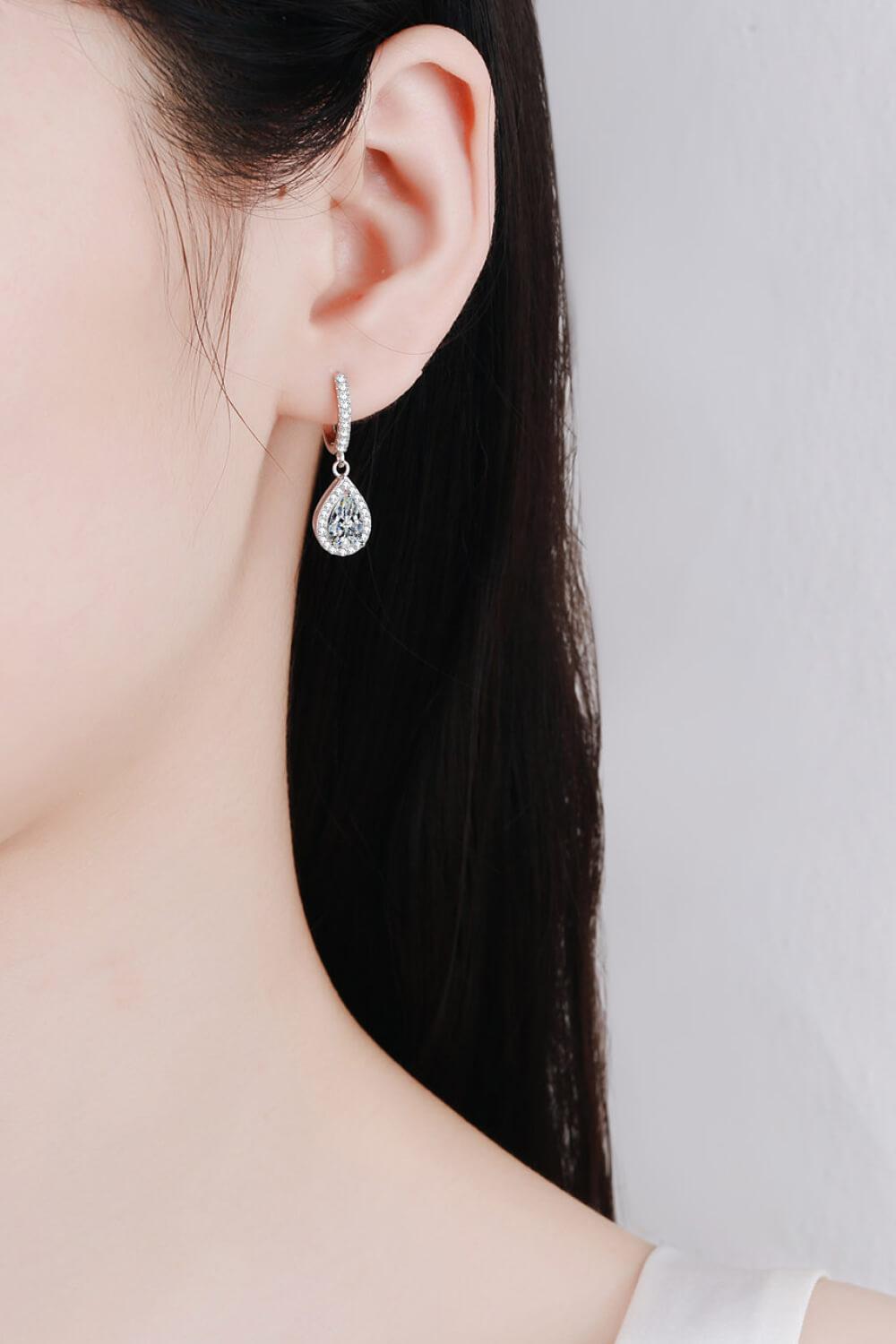 Moissanite Teardrop Earrings-EARRINGS-[Adult]-[Female]-Silver-One Size-2022 Online Blue Zone Planet