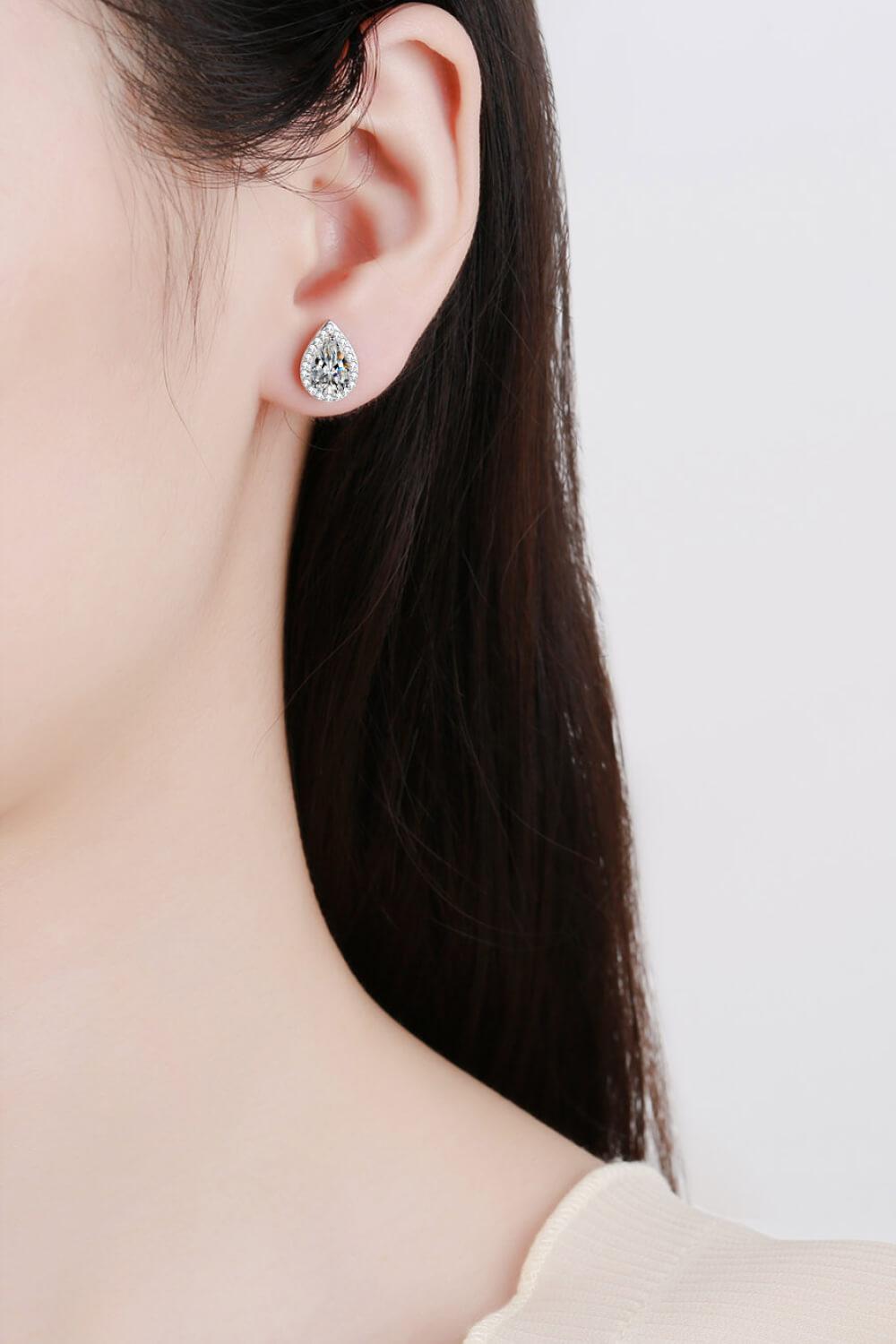Moissanite Teardrop Stud Earrings BLUE ZONE PLANET