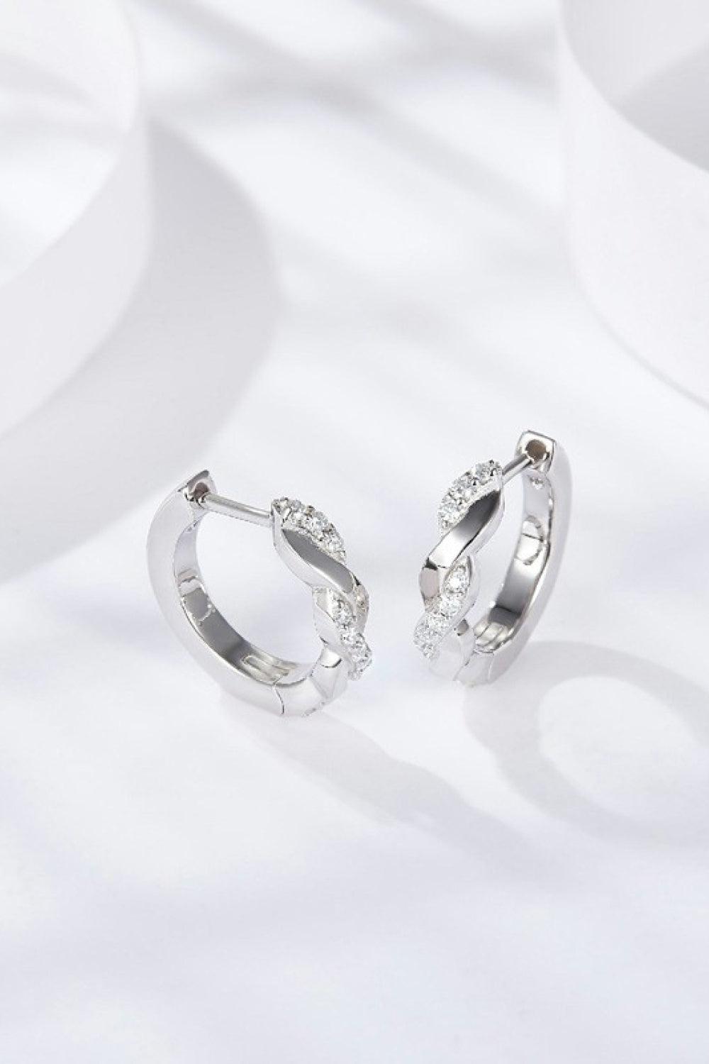 Moissanite Twisted Platinum-Plated Earrings BLUE ZONE PLANET