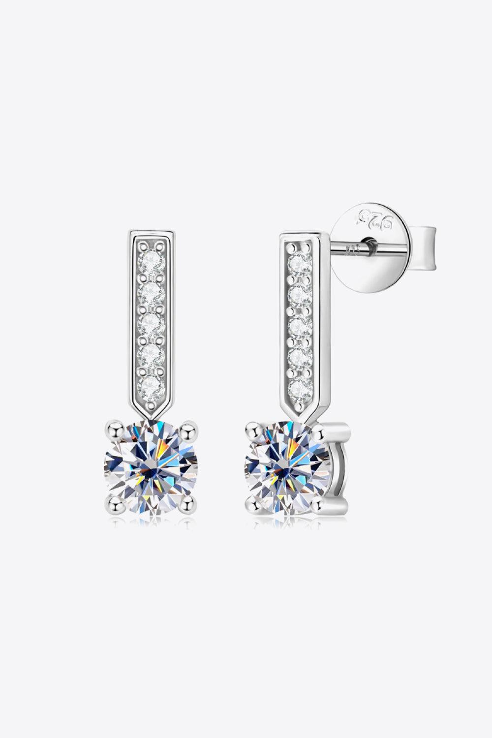 Moissanite and Zircon 925 Sterling Silver Drop Earrings BLUE ZONE PLANET