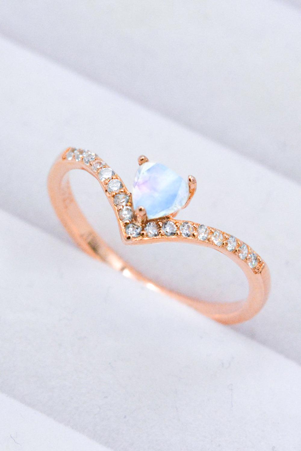 Moonstone Heart-Shaped Ring BLUE ZONE PLANET