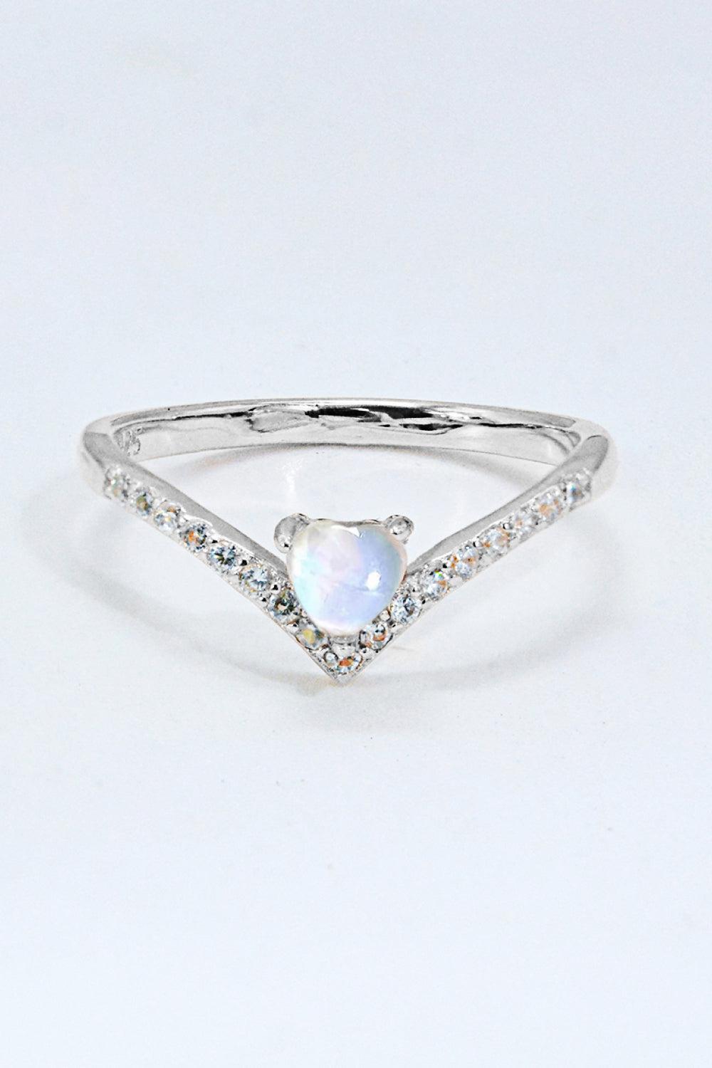 Moonstone Heart-Shaped Ring BLUE ZONE PLANET