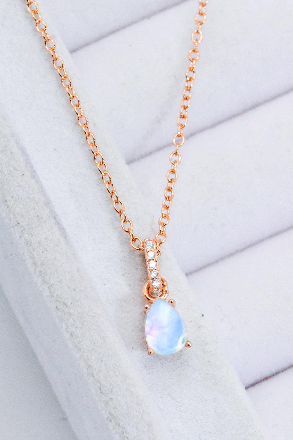 Moonstone Teardrop Pendant Necklace BLUE ZONE PLANET