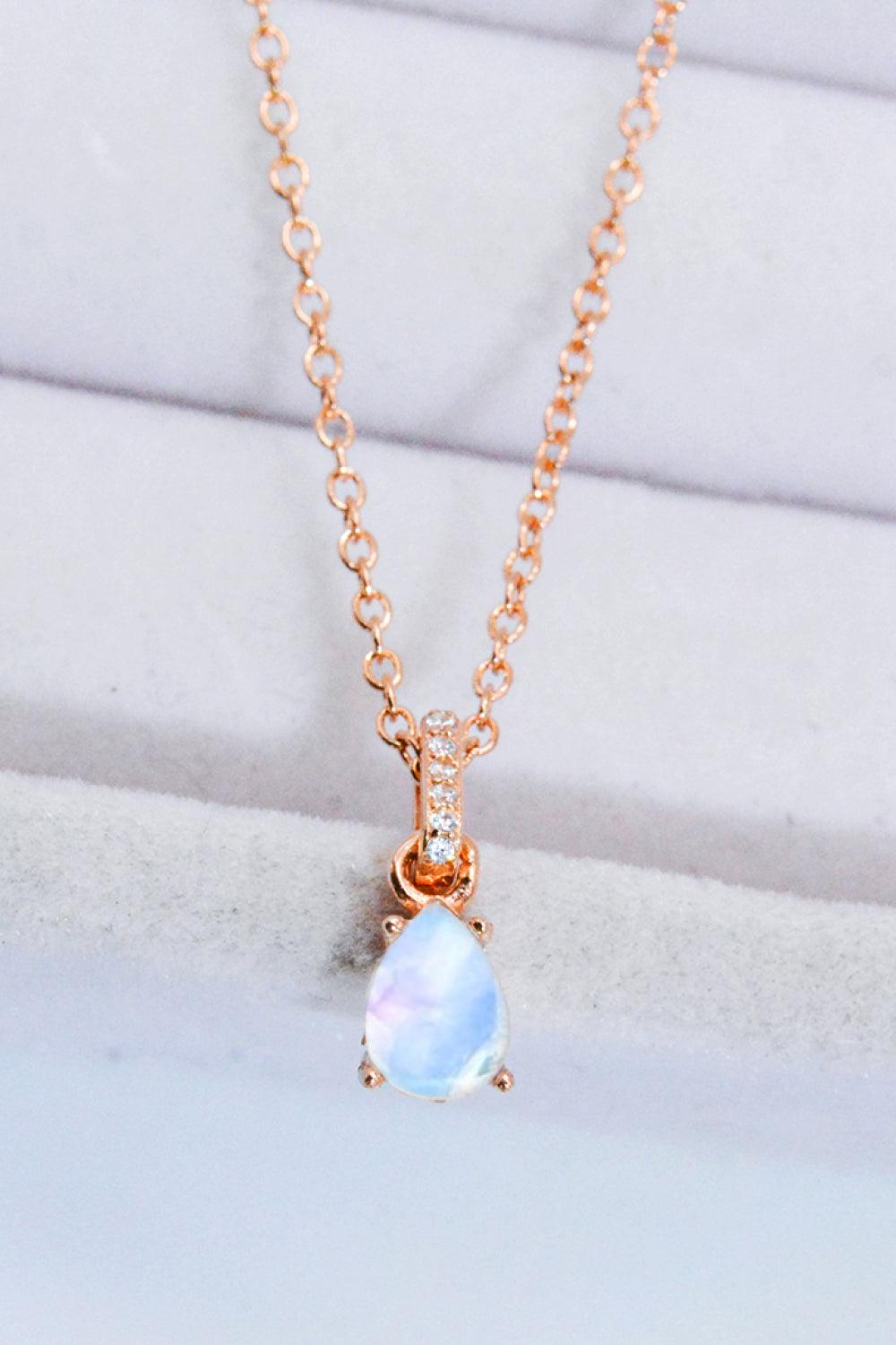 Moonstone Teardrop Pendant Necklace BLUE ZONE PLANET