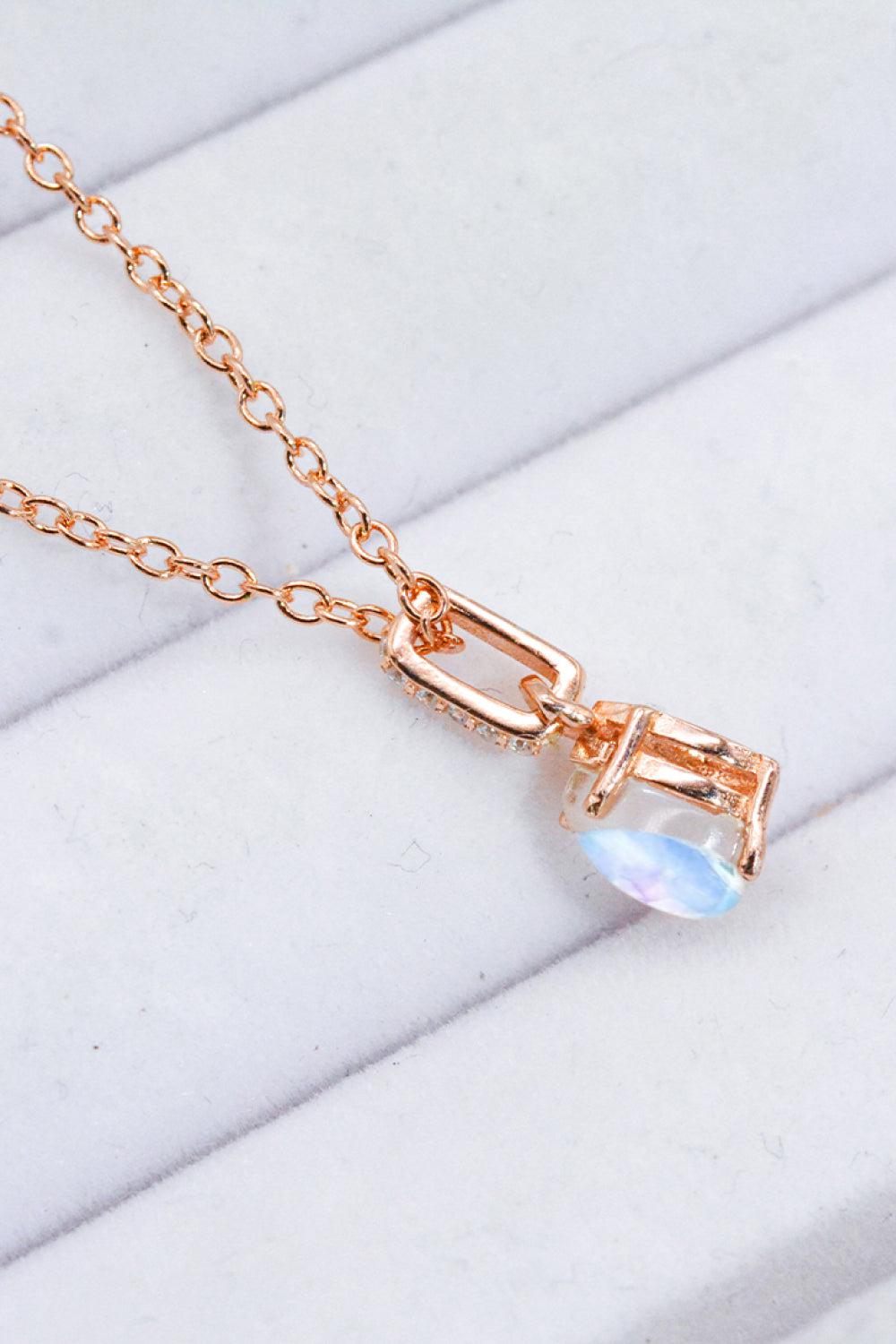 Moonstone Teardrop Pendant Necklace BLUE ZONE PLANET