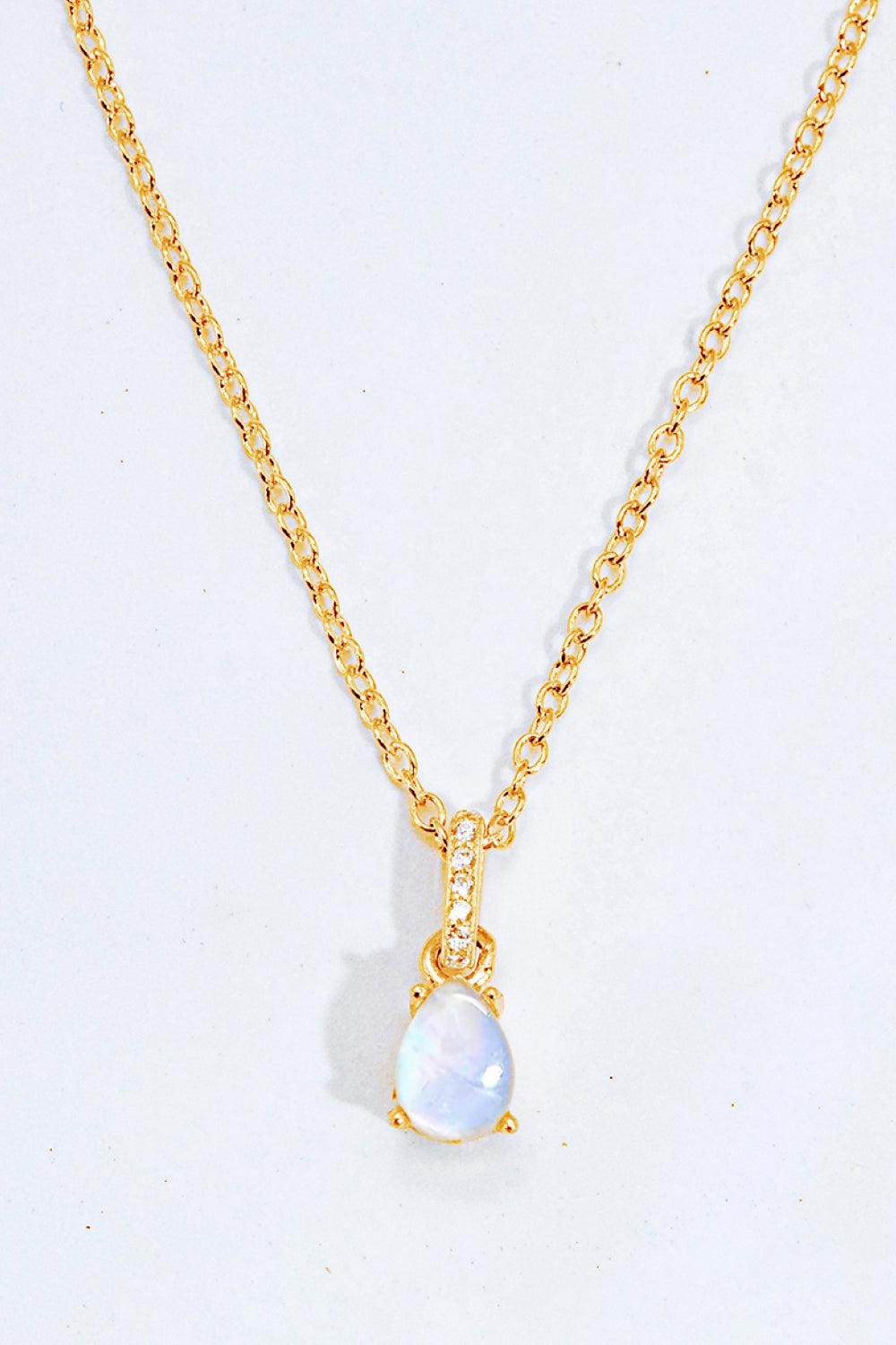 Moonstone Teardrop Pendant Necklace BLUE ZONE PLANET