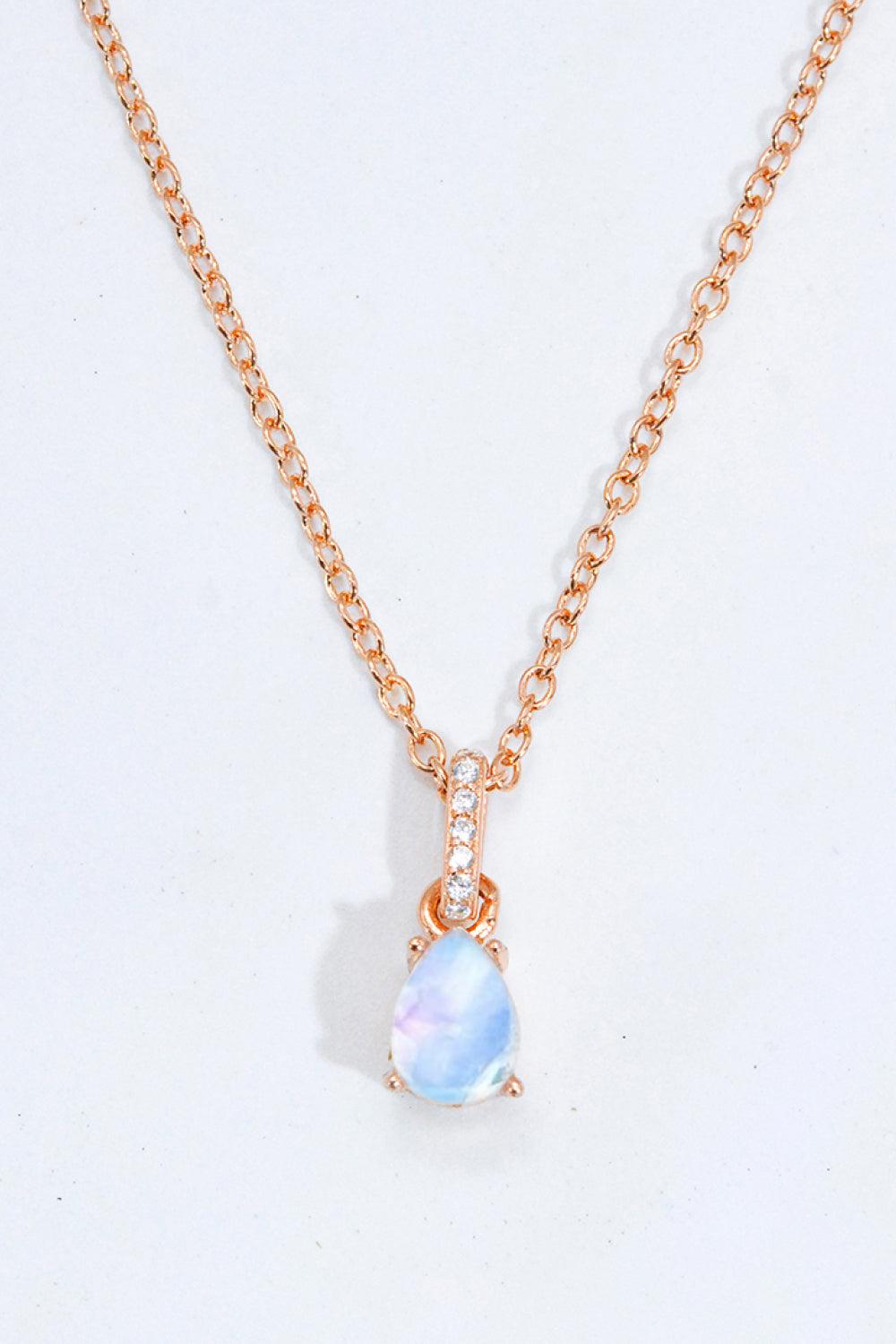 Moonstone Teardrop Pendant Necklace BLUE ZONE PLANET