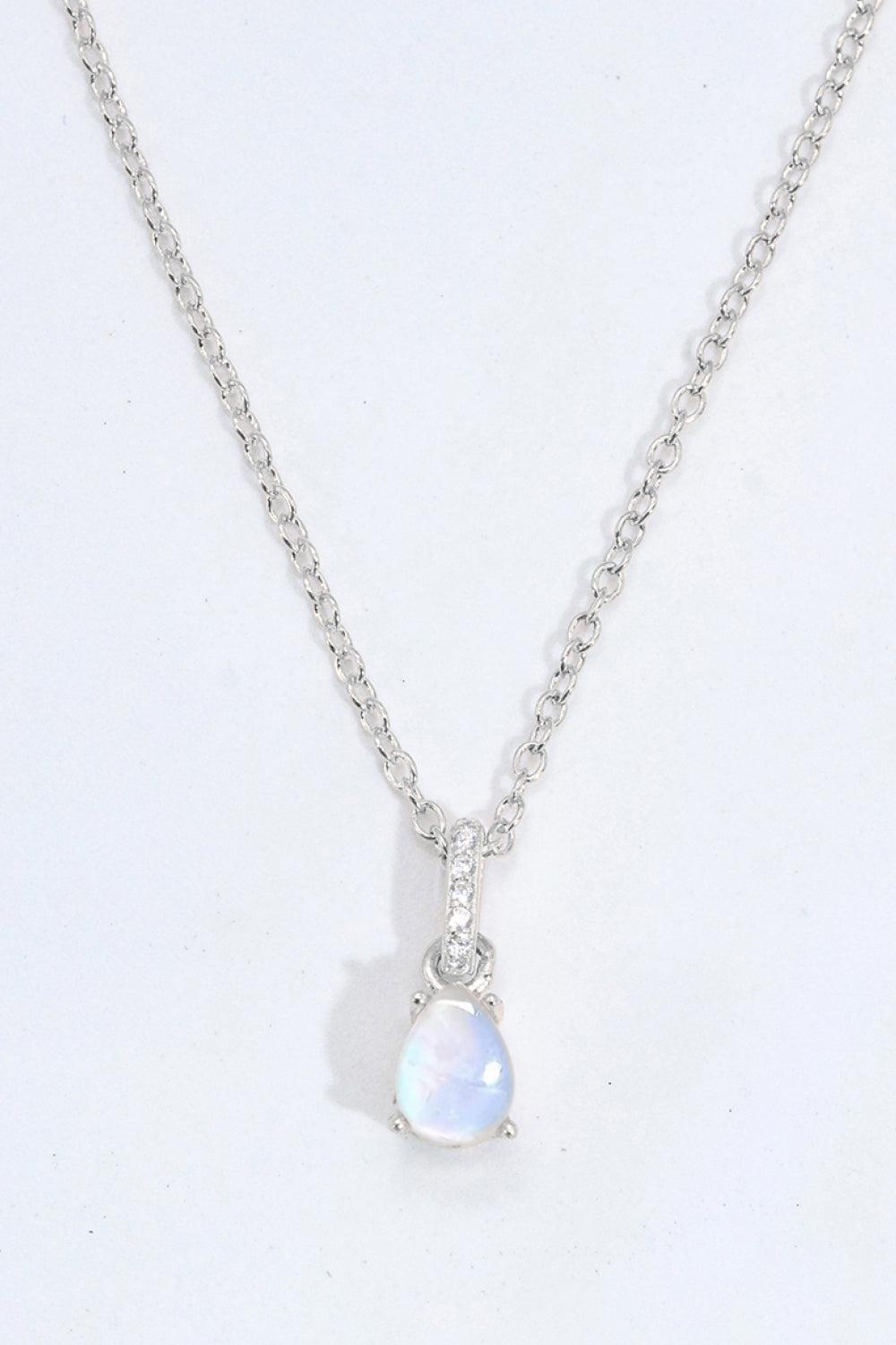 Moonstone Teardrop Pendant Necklace BLUE ZONE PLANET