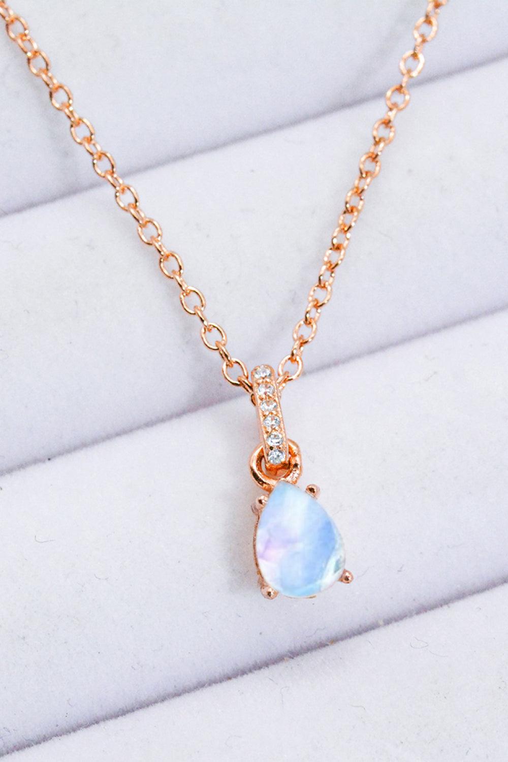 Moonstone Teardrop Pendant Necklace BLUE ZONE PLANET