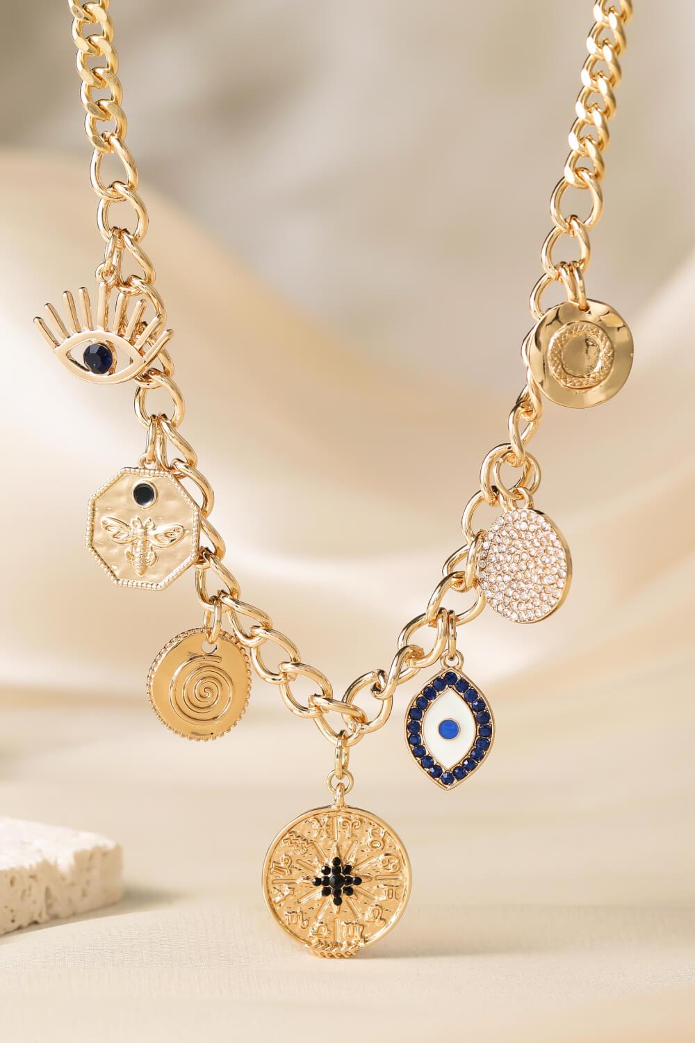 Multi-Pendant Chain Necklace-Necklaces-[Adult]-[Female]-Gold-One Size-2022 Online Blue Zone Planet