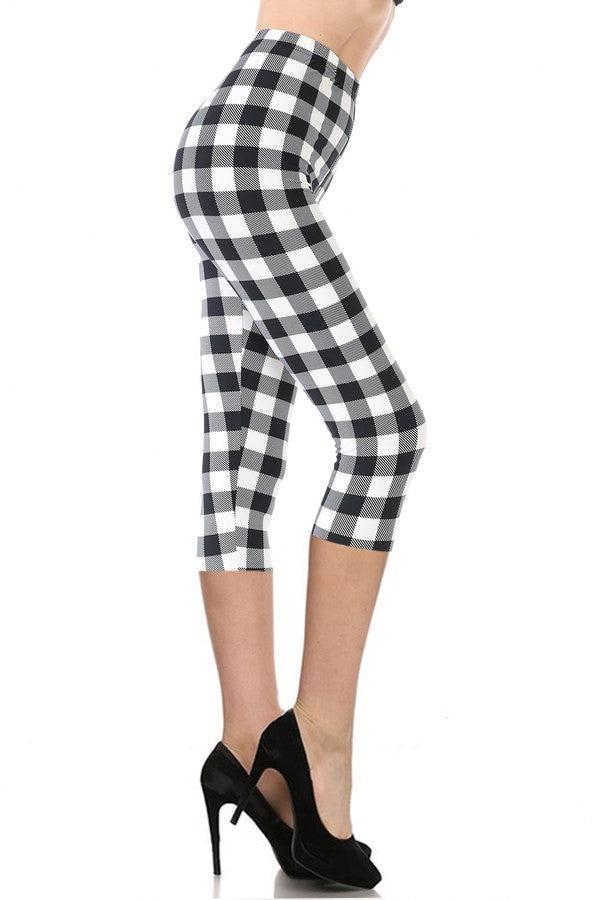 Multi-color Print, Cropped Capri Leggings In A Fitted Style With A Banded High Waist-TOPS / DRESSES-[Adult]-[Female]-Multi-Blue Zone Planet