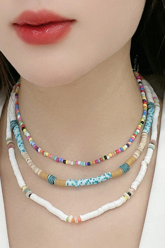 Multicolored Bead Necklace Three-Piece Set BLUE ZONE PLANET
