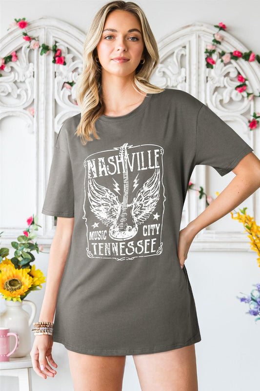 NASHVILLE MUSIC CITY TENNESSEE Graphic T-Shirt BLUE ZONE PLANET