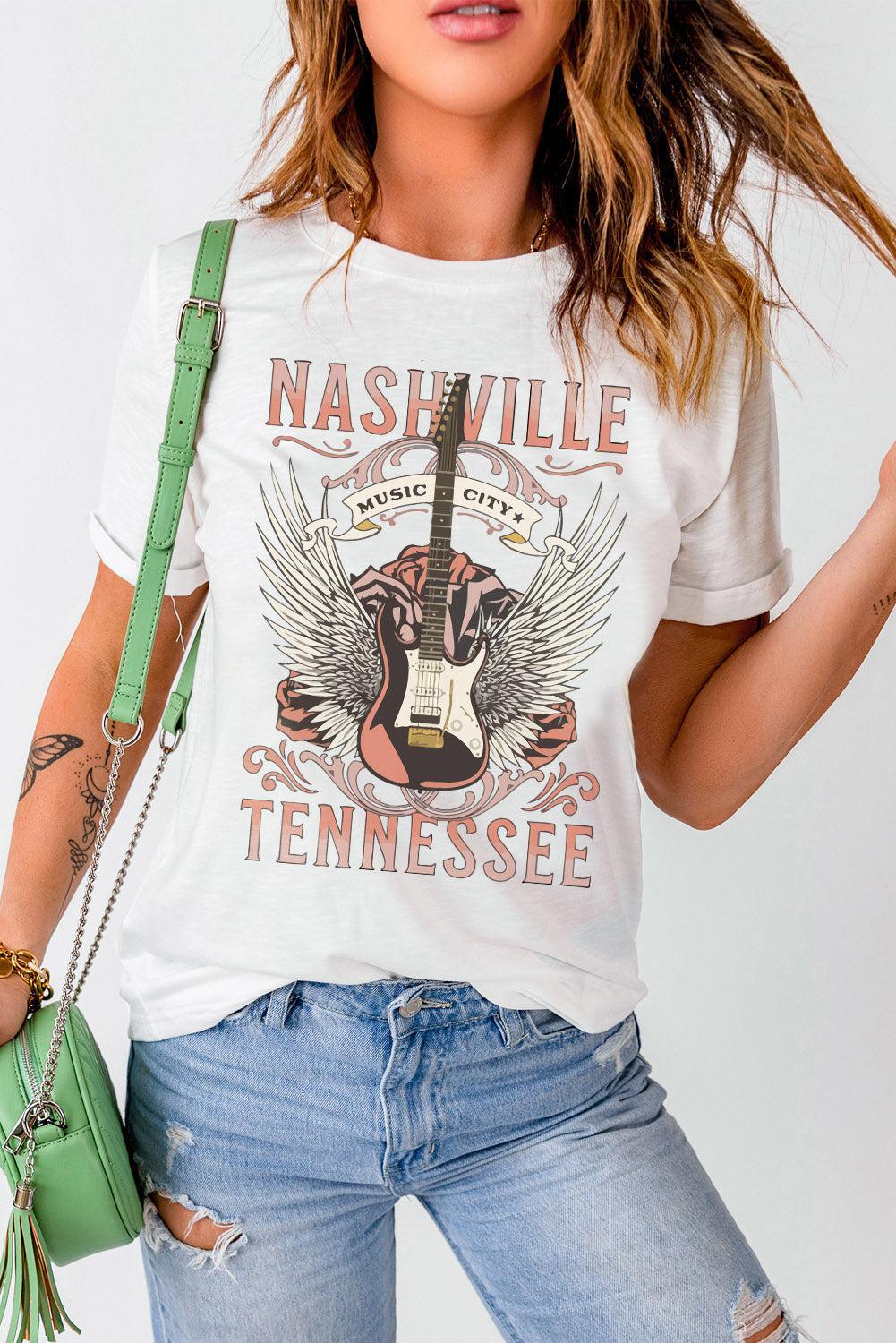 NASHVILLE TENNESSEE Graphic Tee Shirt BLUE ZONE PLANET