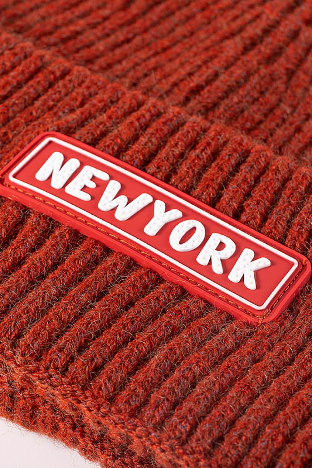 NEWYORK Patch Rib-Knit Cuffed Beanie BLUE ZONE PLANET