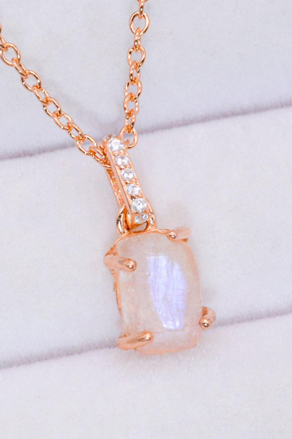 Natural Moonstone 4-Prong Pendant Necklace BLUE ZONE PLANET