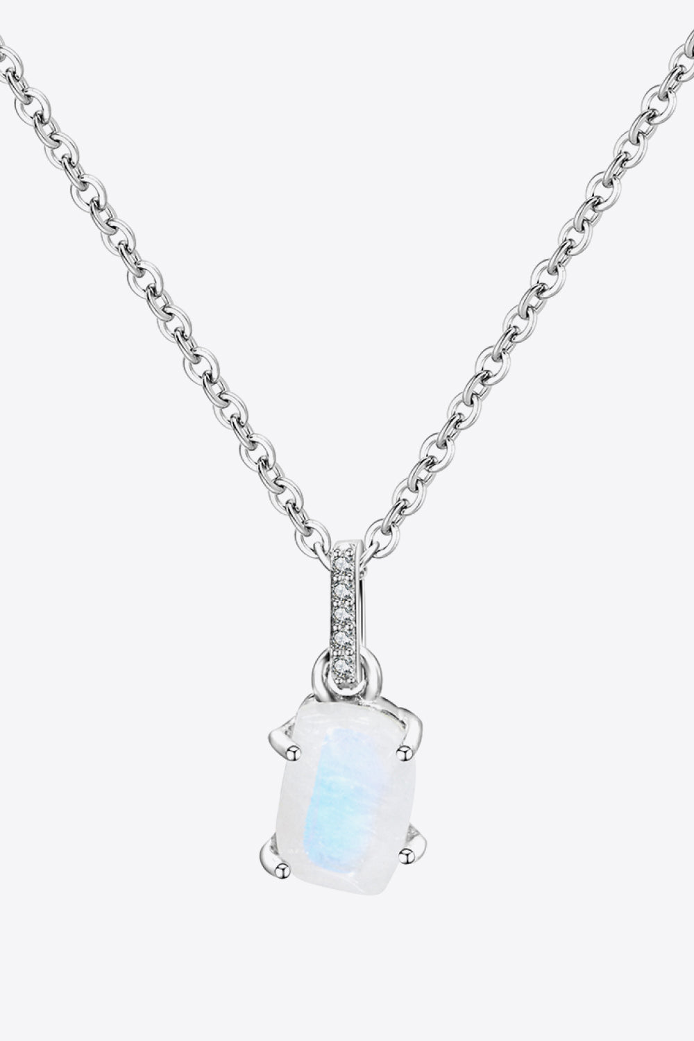 Natural Moonstone 4-Prong Pendant Necklace BLUE ZONE PLANET