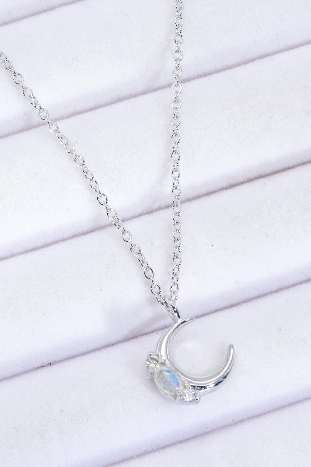 Natural Moonstone Moon Pendant Necklace BLUE ZONE PLANET
