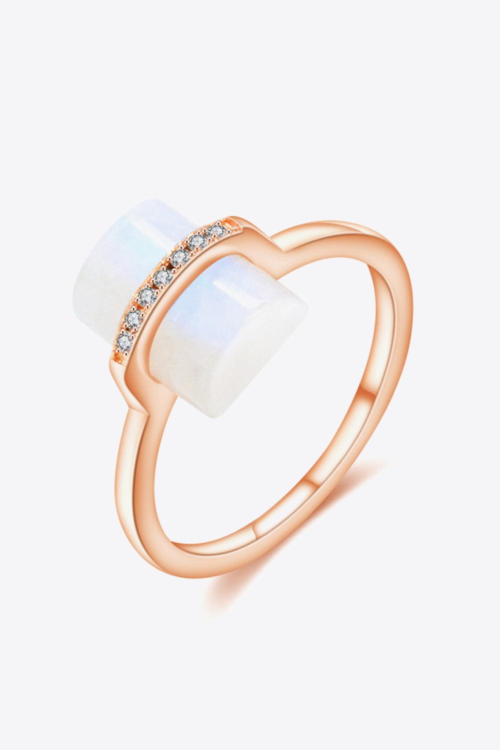 Natural Moonstone Platinum-Plated Ring BLUE ZONE PLANET
