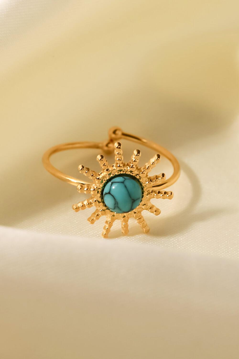 Natural Stone Sun Shape Open Ring-RINGS-[Adult]-[Female]-2022 Online Blue Zone Planet