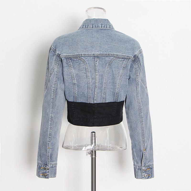 New Style Splicing Short Denim Jacket and High Waist Jeans BLUE ZONE PLANET