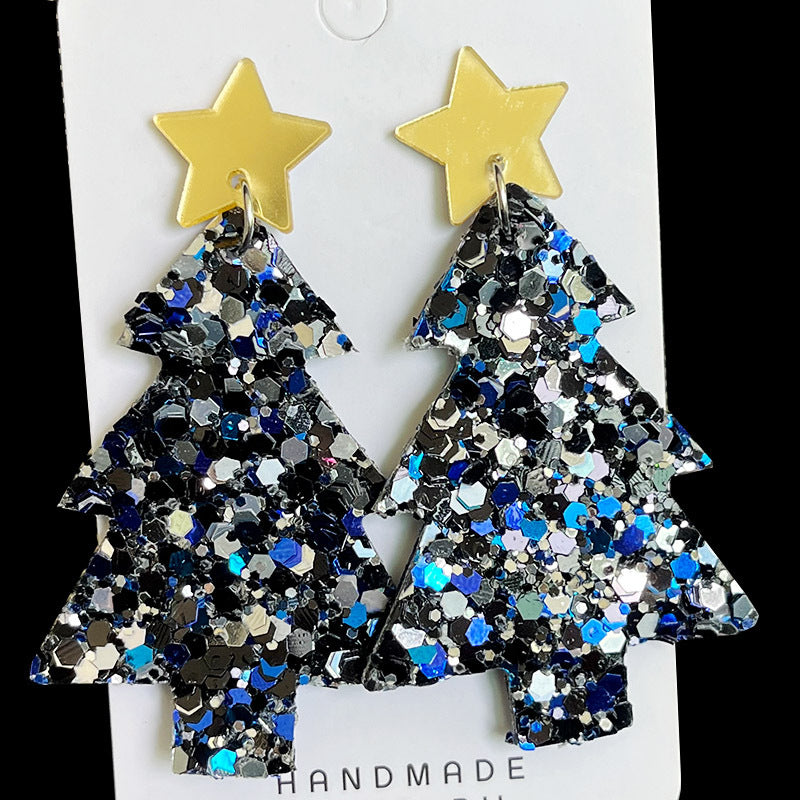 Christmas Tree Acrylic Dangle Earrings BLUE ZONE PLANET