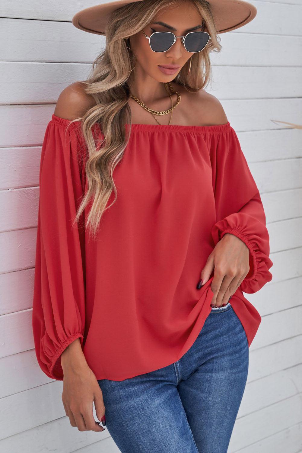 Off-Shoulder Balloon Sleeve Top BLUE ZONE PLANET