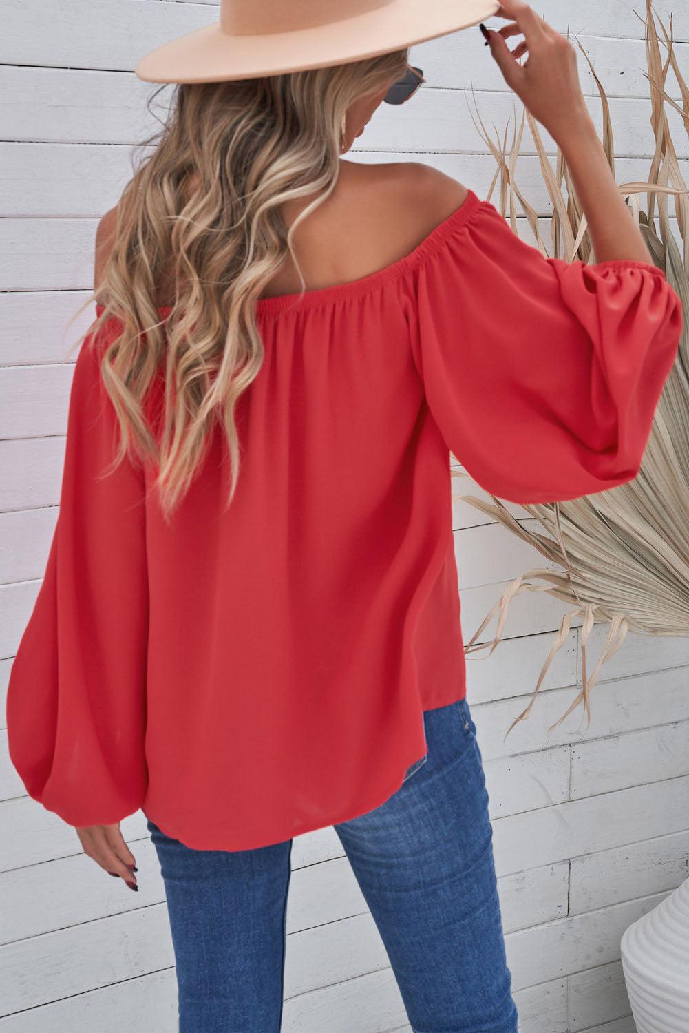 Off-Shoulder Balloon Sleeve Top BLUE ZONE PLANET