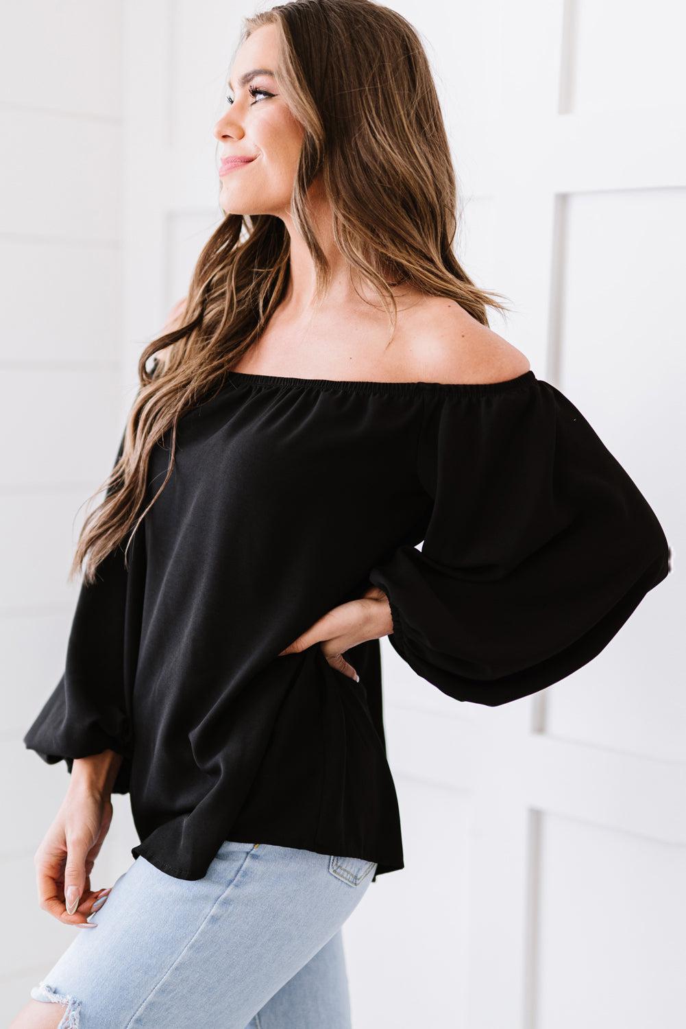 Off-Shoulder Balloon Sleeve Top BLUE ZONE PLANET