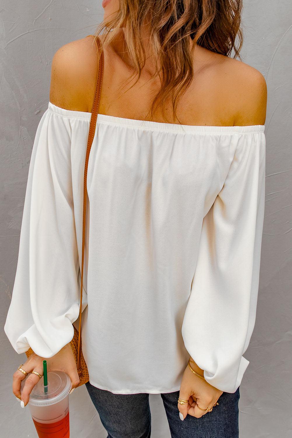 Off-Shoulder Balloon Sleeve Top BLUE ZONE PLANET