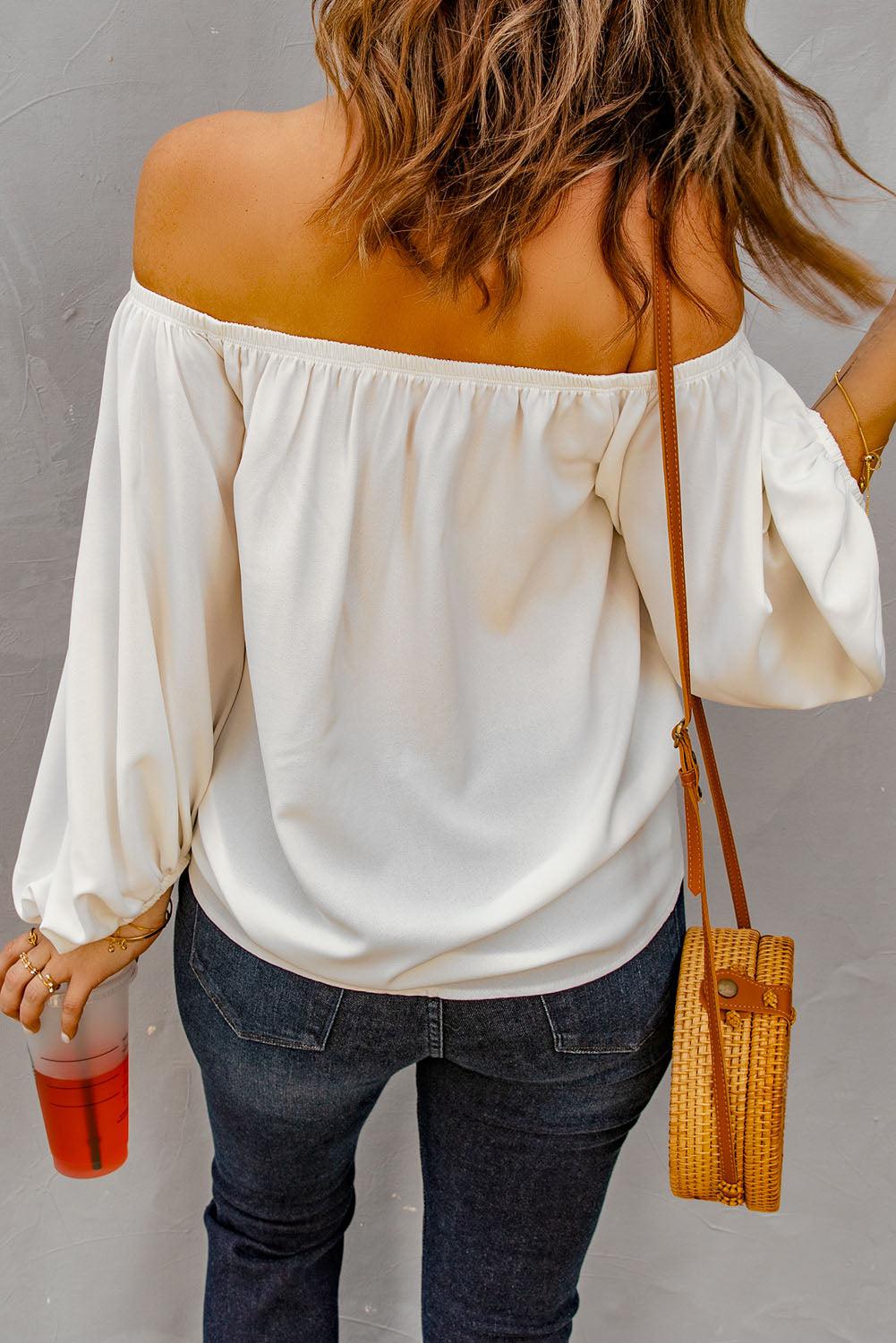 Off-Shoulder Balloon Sleeve Top BLUE ZONE PLANET