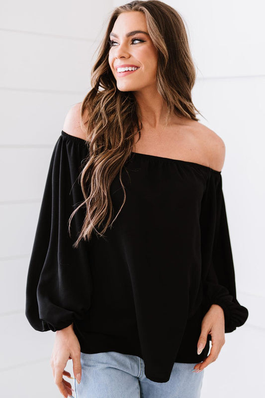 Off-Shoulder Balloon Sleeve Top BLUE ZONE PLANET