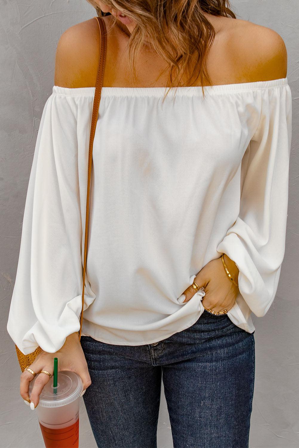 Off-Shoulder Balloon Sleeve Top BLUE ZONE PLANET